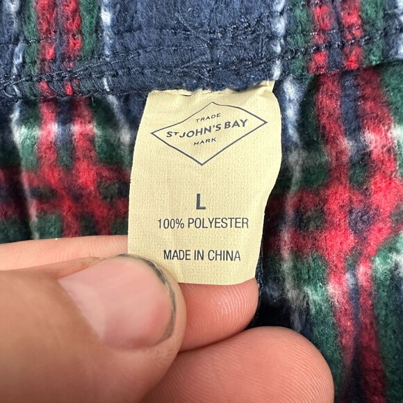 St Johns Bay Mens Plaid Lounge Pants Size Large Polyester Navy Red Green Check - Picture 5 of 6